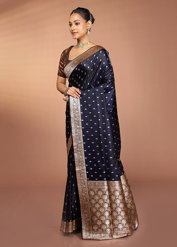 Black Banarasi Silk Saree With Blouse Piece