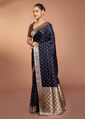 Black Banarasi Silk Saree With Blouse Piece