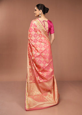 Pink Cotton Saree With Blouse Piece