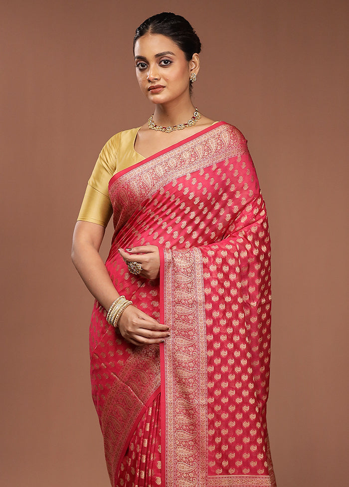 Pink Pure Cotton Saree With Blouse Piece