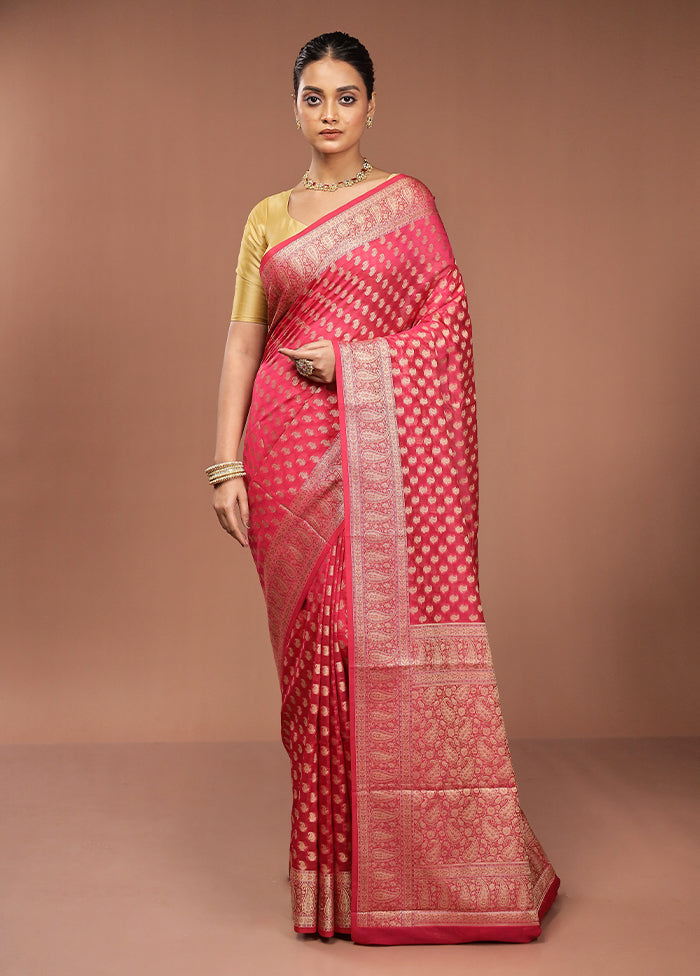 Pink Pure Cotton Saree With Blouse Piece