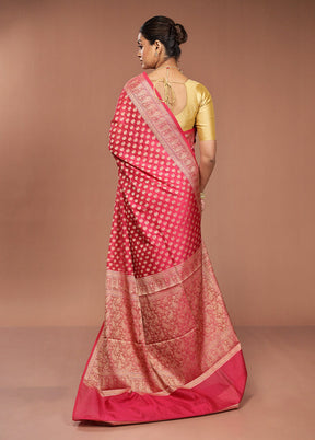 Pink Pure Cotton Saree With Blouse Piece