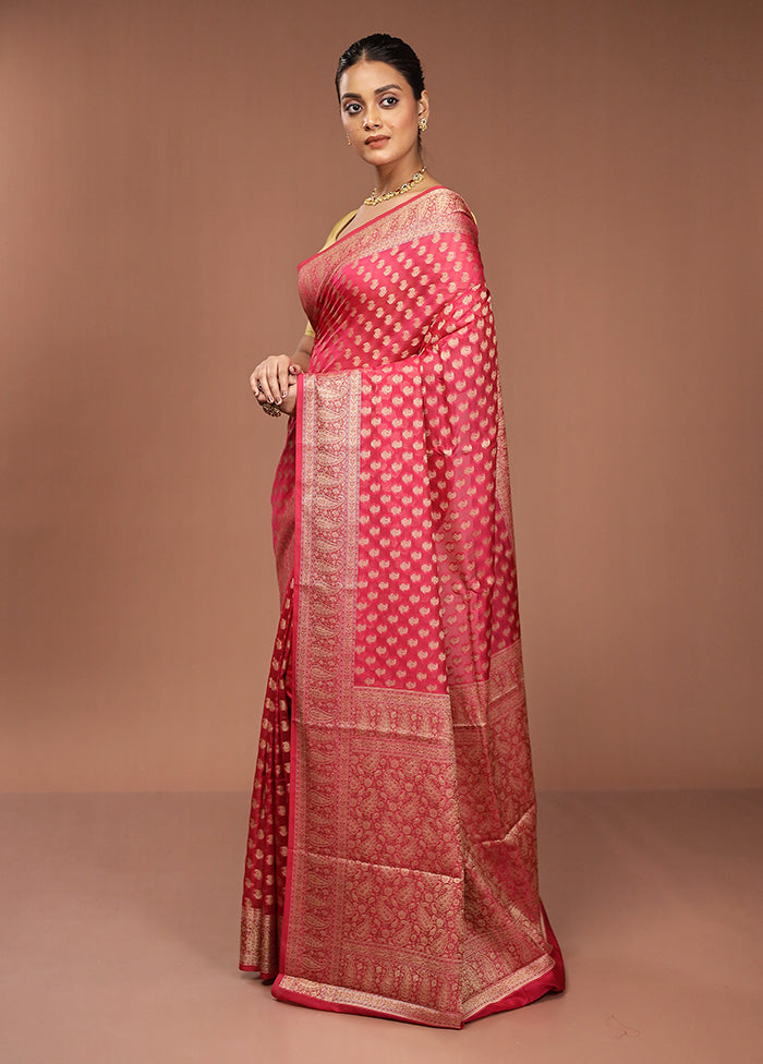 Pink Pure Cotton Saree With Blouse Piece
