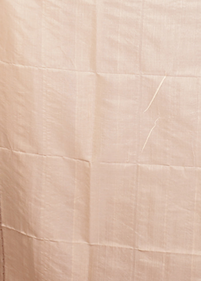 Cream Handloom Matka Pure Silk Saree With Blouse Piece