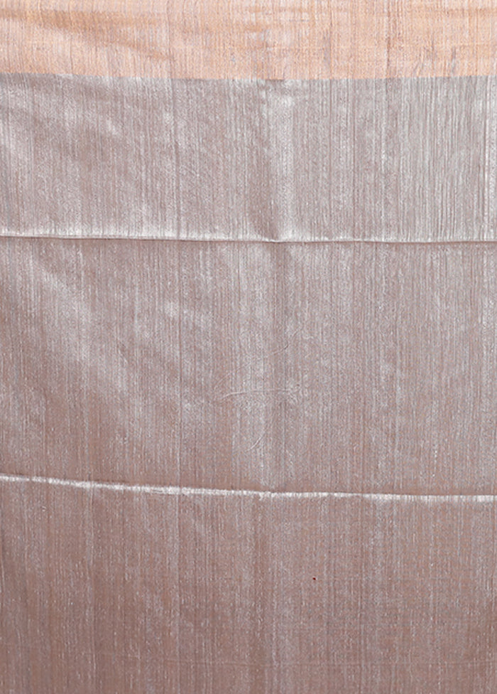 Grey Handloom Matka Pure Silk Saree With Blouse Piece