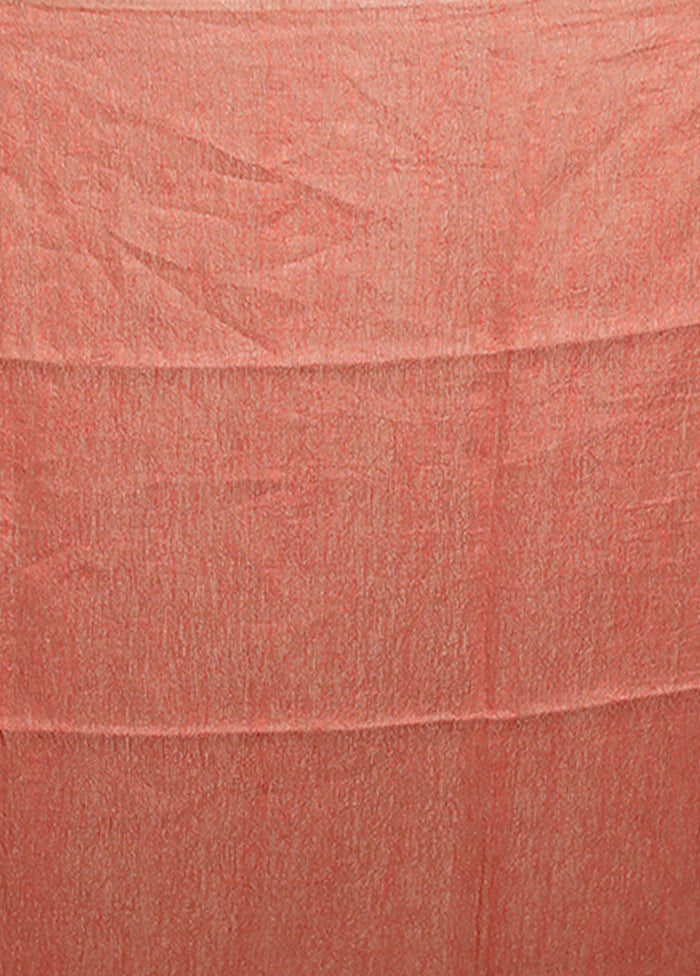 Rust Handloom Matka Pure Silk Saree With Blouse Piece