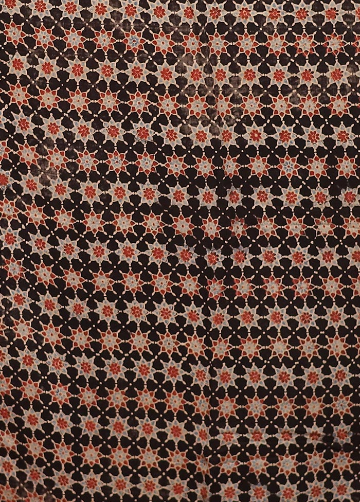 Black Printed Pure Silk Saree Without Blouse Piece