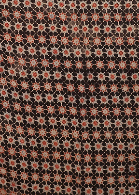 Black Printed Pure Silk Saree Without Blouse Piece