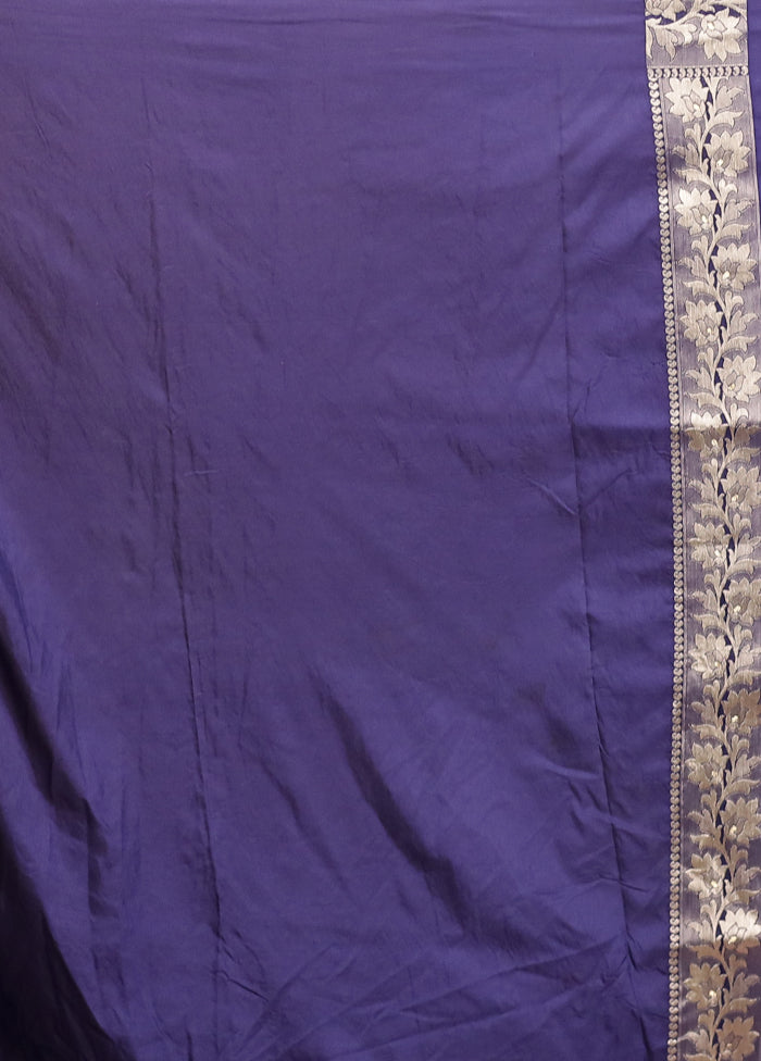 Blue Dupion Silk Saree With Blouse Piece