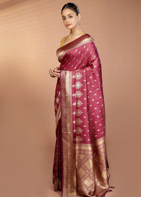 Maroon Dupion Silk Saree With Blouse Piece