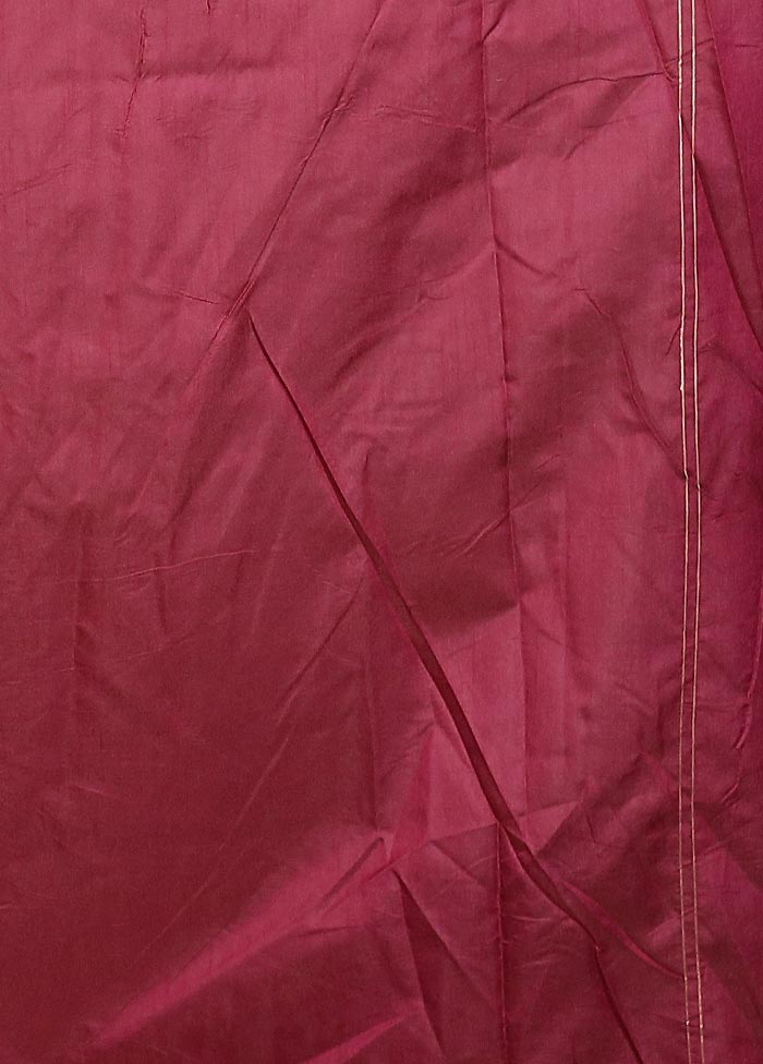Maroon Dupion Silk Saree With Blouse Piece