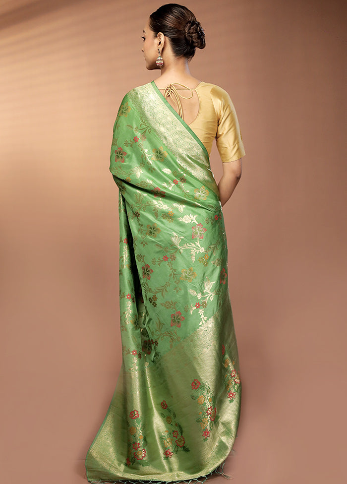 Green Dupion Silk Saree With Blouse Piece