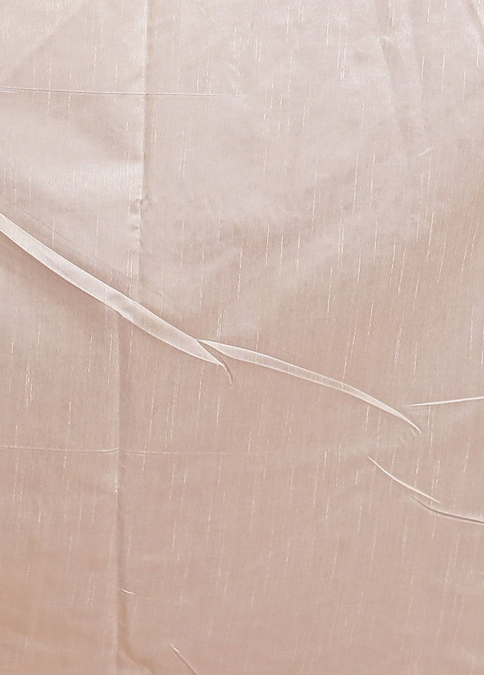 Cream Dupion Silk Saree With Blouse Piece