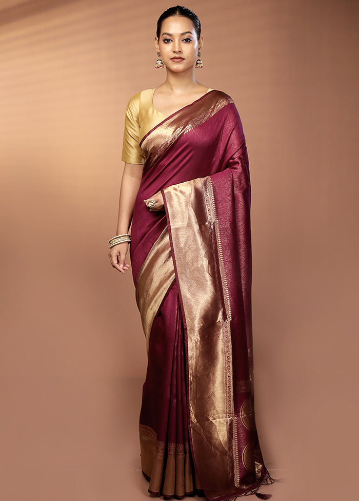 Purple Dupion Silk Saree With Blouse Piece