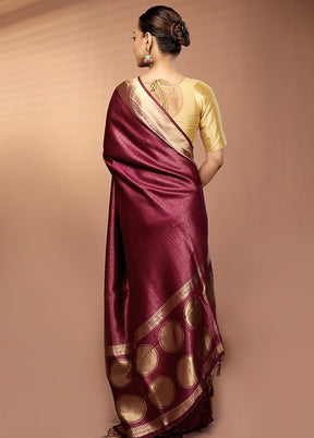 Purple Dupion Silk Saree With Blouse Piece
