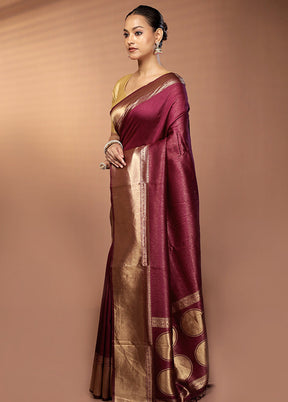 Purple Dupion Silk Saree With Blouse Piece