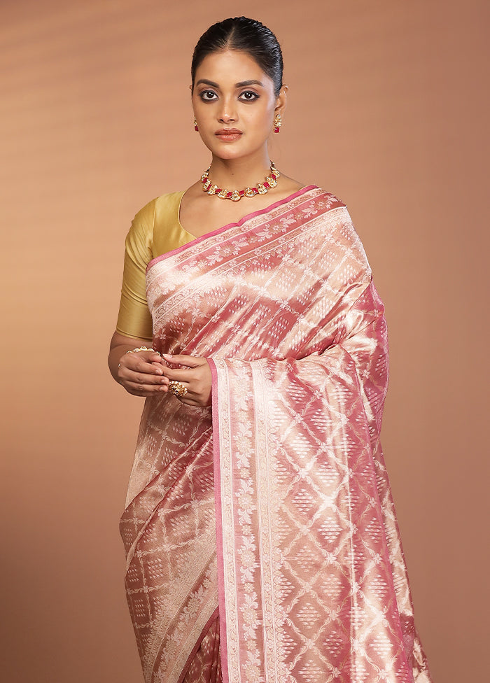Pink Tissue Silk Saree With Blouse Piece