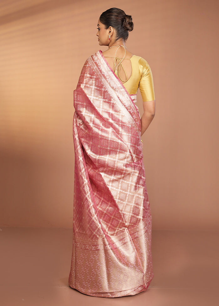 Pink Tissue Silk Saree With Blouse Piece