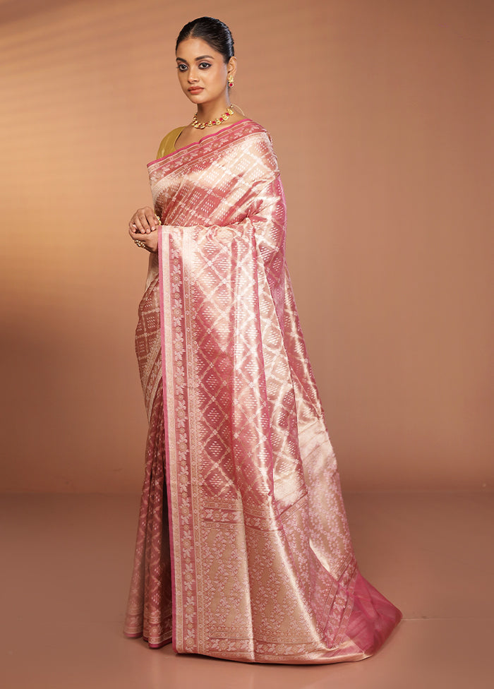 Pink Tissue Silk Saree With Blouse Piece