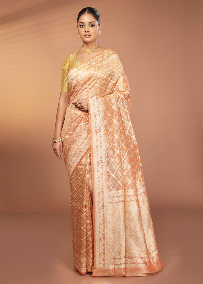 Rust Tissue Silk Saree With Blouse Piece