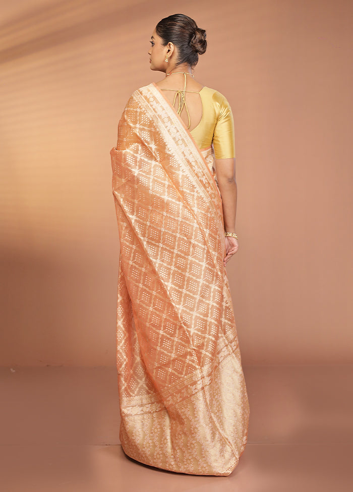Rust Tissue Silk Saree With Blouse Piece