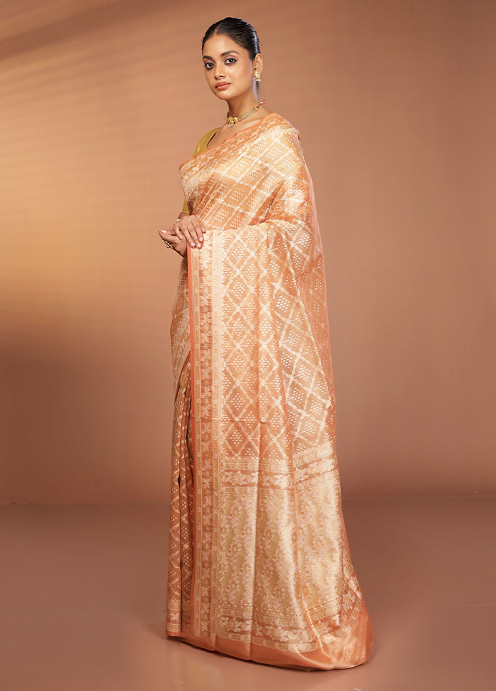 Rust Tissue Silk Saree With Blouse Piece