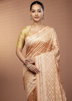 Rust Tissue Silk Saree With Blouse Piece
