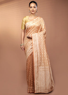 Rust Tissue Silk Saree With Blouse Piece