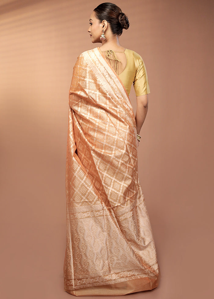 Rust Tissue Silk Saree With Blouse Piece