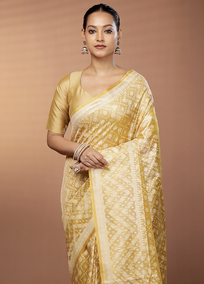Yellow Tissue Silk Saree With Blouse Piece