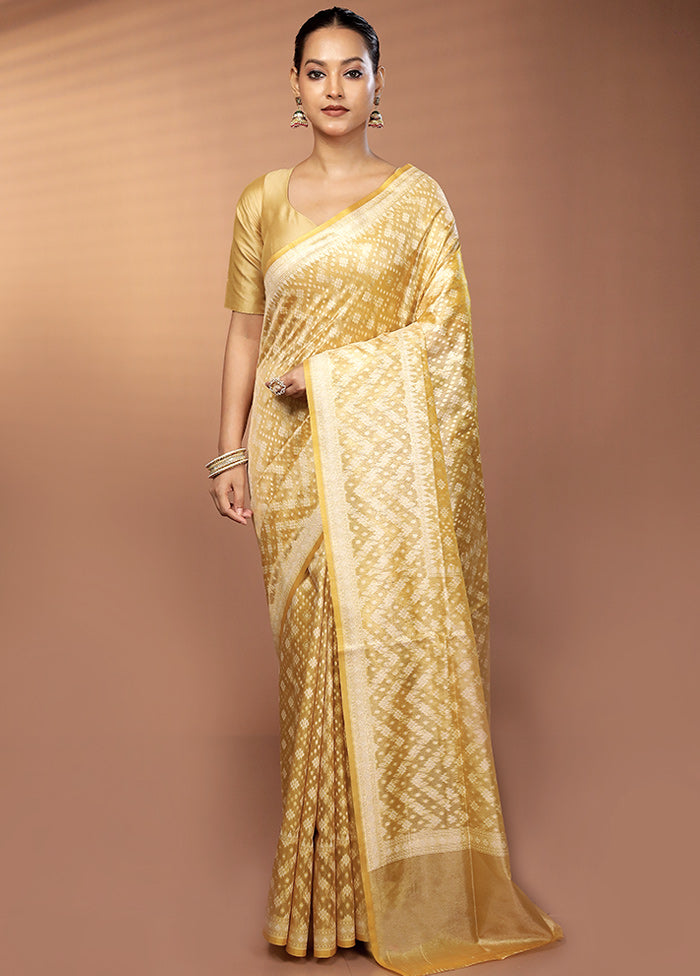 Yellow Tissue Silk Saree With Blouse Piece