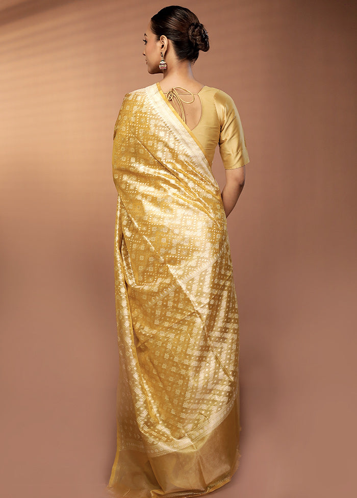 Yellow Tissue Silk Saree With Blouse Piece