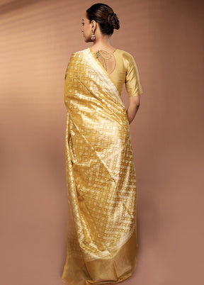 Yellow Tissue Silk Saree With Blouse Piece