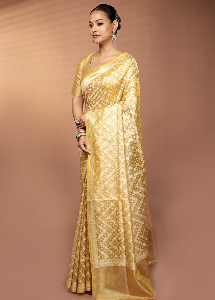 Yellow Tissue Silk Saree With Blouse Piece