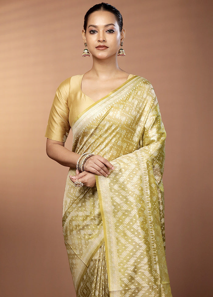 Green Tissue Silk Saree With Blouse Piece