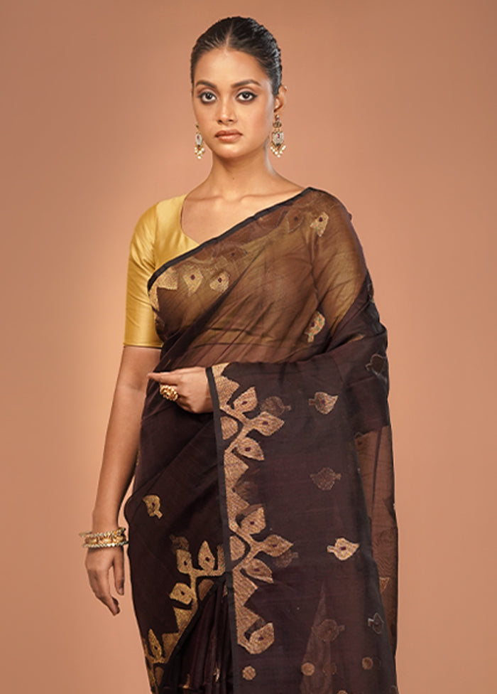 Maroon Handloom Matka Pure Silk Saree With Blouse Piece