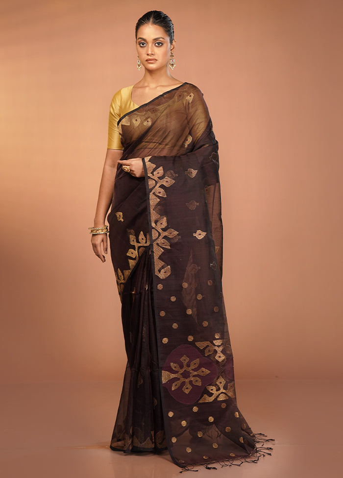 Maroon Handloom Matka Pure Silk Saree With Blouse Piece