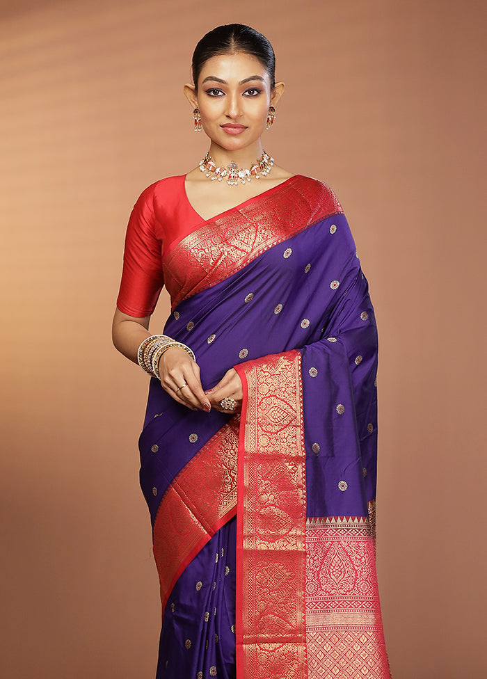 Blue Kanjivaram Silk Saree With Blouse Piece