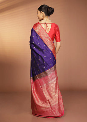 Blue Kanjivaram Silk Saree With Blouse Piece