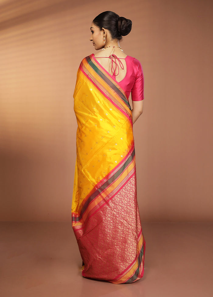 Yellow Kanjivaram Silk Saree With Blouse Piece