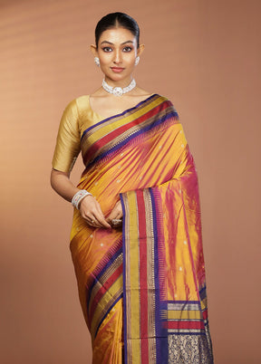 Pink Kanjivaram Silk Saree With Blouse Piece
