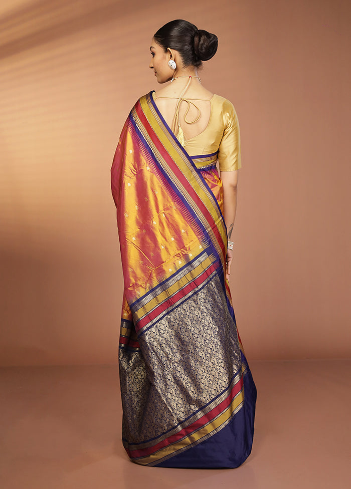 Pink Kanjivaram Silk Saree With Blouse Piece