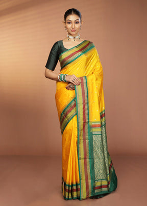 Yellow Kanjivaram Silk Saree With Blouse Piece