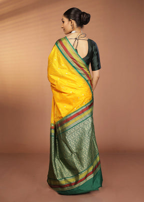 Yellow Kanjivaram Silk Saree With Blouse Piece