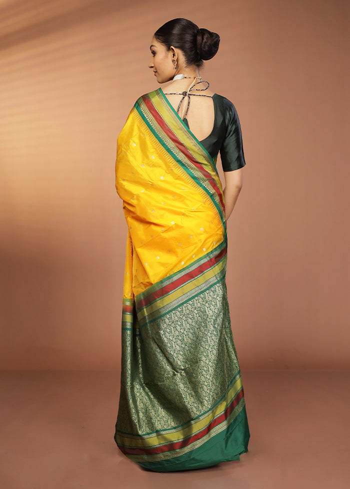 Yellow Kanjivaram Silk Saree With Blouse Piece