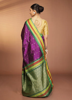 Purple Kanjivaram Silk Saree With Blouse Piece