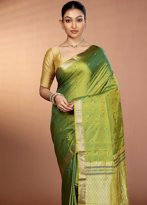 Green Kanjivaram Silk Saree With Blouse Piece