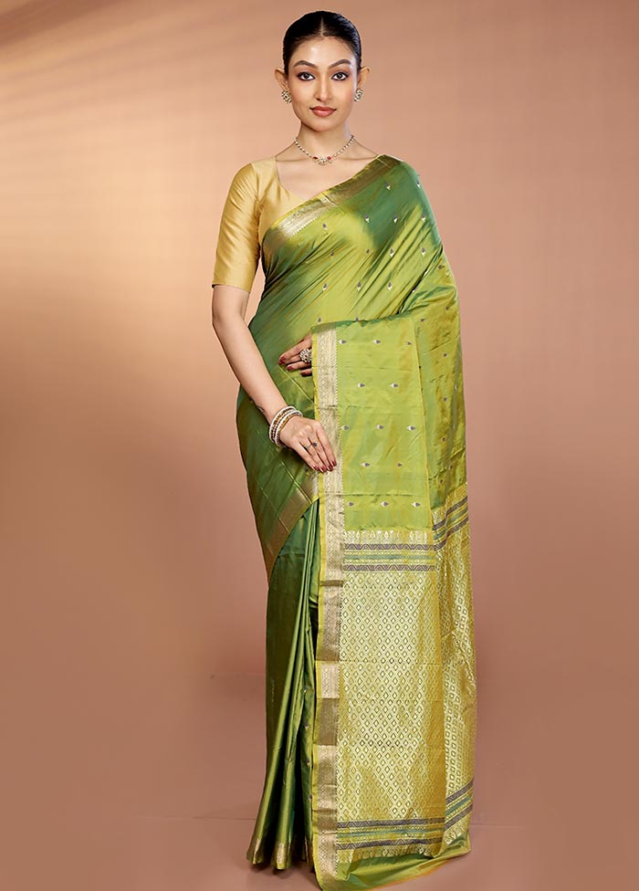 Green Kanjivaram Silk Saree With Blouse Piece