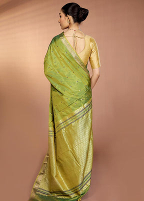 Green Kanjivaram Silk Saree With Blouse Piece