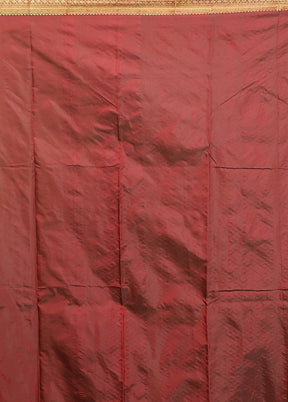 Maroon Kanjivaram Silk Saree With Blouse Piece
